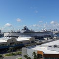 The Holland America Cruise Line Veendam cruise ship dock at the Port Everglades port in Ft. Lauderdale Royalty Free Stock Photo