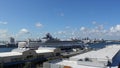 The Holland America Cruise Line Veendam cruise ship dock at the Port Everglades port in Ft. Lauderdale Royalty Free Stock Photo