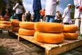 Holland cheese rounds at traditional market Royalty Free Stock Photo