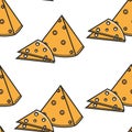 Holland cheese triangle and slices seamless pattern dairy product