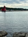 Holland Harbor Lighthouse at Holland State Park in Michigan Royalty Free Stock Photo