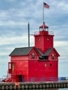 Holland Harbor Lighthouse at Holland State Park in Michigan Royalty Free Stock Photo