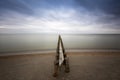 Holland - Hindeloopen - a wooden breakwater starting on a sandy beach and ending in the sea. For a long time, it calmed the sea