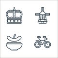 holland line icons. linear set. quality vector line set such as bicycle, stamppot, windmill