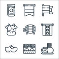 Holland line icons. linear set. quality vector line set such as cheese, canal, clogs, amsterdam, beer, cow, holland, holland