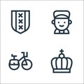 Holland line icons. linear set. quality vector line set such as crown, bike, boy