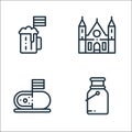 Holland line icons. linear set. quality vector line set such as milk, cheese, ridderzaal
