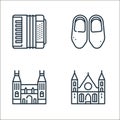 holland line icons. linear set. quality vector line set such as ridderzaal, rijksmuseum, wooden