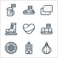 holland line icons. linear set. quality vector line set such as tulip, holland, stroopwafel, bitterballen, holland, ice skating,