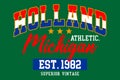 Holland Michigan athletic vintage design typography printed t shirt vector illustration