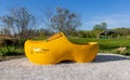 HOLLAND, MICHIGAN - MAY 13, 2022: Large shoe in display at the Veldheer Tulip Gardens on May 13, 2015 in Holland, Michigan Royalty Free Stock Photo