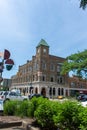 Old Architecture from 1892 of the clock town in central downtown Holland on a sunny summer day