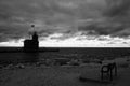 Holland state park Big Red Lighthouse black and white Royalty Free Stock Photo