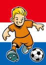 Holland soccer player with flag background Royalty Free Stock Photo