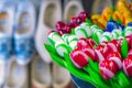 Souvenir tulips and dutch shoes, Netherlands Royalty Free Stock Photo