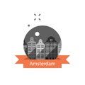 Tourism in Europe, Holland travel destination, Amsterdam row of houses, cityscape, urban architecture, neighborhood skyline
