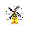 Holland windmill line icon