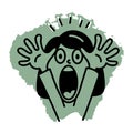 Hollering, shouting, screaming, reaction, expression, character, doodle, drawing, sketchy, vector, icon Royalty Free Stock Photo