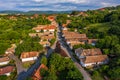 Holloko, Hungary - Aerial panoramic view of the traditional village centre of Holloko Raven-stone, an UNESCO site in Hungary Royalty Free Stock Photo