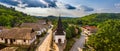 Holloko, Hungary - Aerial panoramic view of the traditional village centre of Holloko Raven-stone, an UNESCO site in Hungary Royalty Free Stock Photo