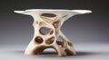 Hollow Ceramic Stump Stool: Surreal Organic Shapes In 8k Resolution