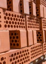 Hollow perforated bricks on pallet Royalty Free Stock Photo