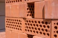 Hollow perforated bricks on pallet Royalty Free Stock Photo