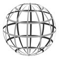 Hollow sphere with a coordinate grid of parallel and Meridian