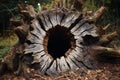 Hollow tree stump in forest Royalty Free Stock Photo