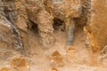 Hollow tubes of limestone, petrified trunk rocks at Petrified Forest Walk, Cape Bridgewater, Australia. Royalty Free Stock Photo