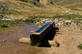 A hollowed-out log, there is water for cattle in the log. On the mountain Bjelasnica