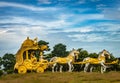 Holly Arjuna chariot of Mahabharata in golden color with amazing sky background Royalty Free Stock Photo