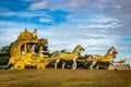 Holly Arjuna chariot of Mahabharata in golden color with amazing sky background Royalty Free Stock Photo