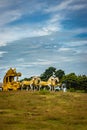 Holly Arjuna chariot of Mahabharata in golden color with amazing sky background Royalty Free Stock Photo