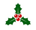 Holly berries leaves Christmas symbol. Holly icon design element Royalty Free Stock Photo