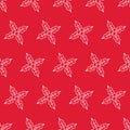 Holly berries seamless pattern. Christmas red background with white elements. Minimalist and simple. Vector illustration Royalty Free Stock Photo