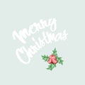 Holly berry - Christmas postcard. Flat vector illustration. Ref