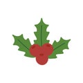 Holly berry leaves chirstmas decoration icon