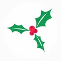 Holly berry vector icon. Christmas mistletoe illustration isolated on white Royalty Free Stock Photo