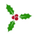 Holly berry - vector icon. Holly berry leaves. Christmas symbol isolated Royalty Free Stock Photo