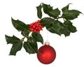 Holly branch with Christmas decoration