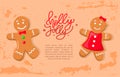 Holly Bright Gingerbread Of Man And Woman Vector