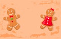 Holly Bright Gingerbread Of Man And Woman Vector