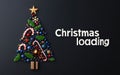 Holly and Candy Christmas Tree with Loading Text on Dark Background - Minimalist High-Resolution Photo