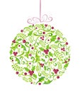 Holly Christmas watercolor bauble greeting card Royalty Free Stock Photo