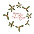 Holly Christmas wreath and the inscription Merry Christmas Royalty Free Stock Photo