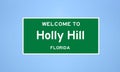 Holly Hill, Florida city limit sign. Town sign from the USA.