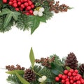 Holly Ivy and Mistletoe Border Royalty Free Stock Photo