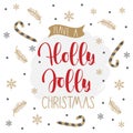 Holly Jolly Christmas gift cards with lettering and hand-drawn elements Royalty Free Stock Photo