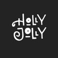 Holly Jolly hand drawn Christmas lettering phrase. Vector illustration Royalty Free Stock Photo